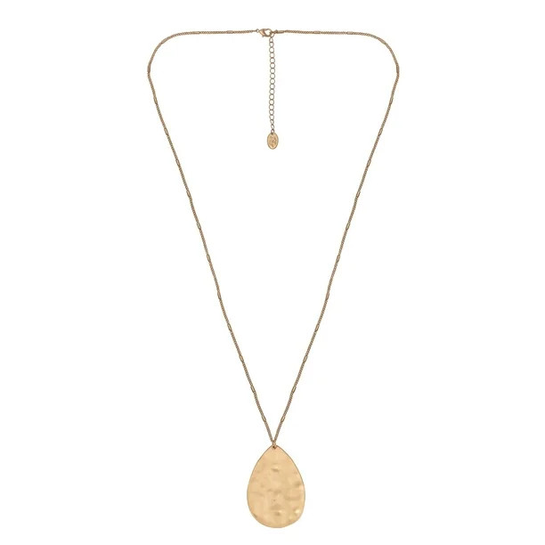 The Pioneer Woman Hammered Gold-Tone Long Pendant Necklace, Women's | Walmart (US)