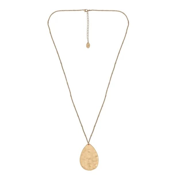 The Pioneer Woman Hammered Gold-Tone Long Pendant Necklace, Women's | Walmart (US)