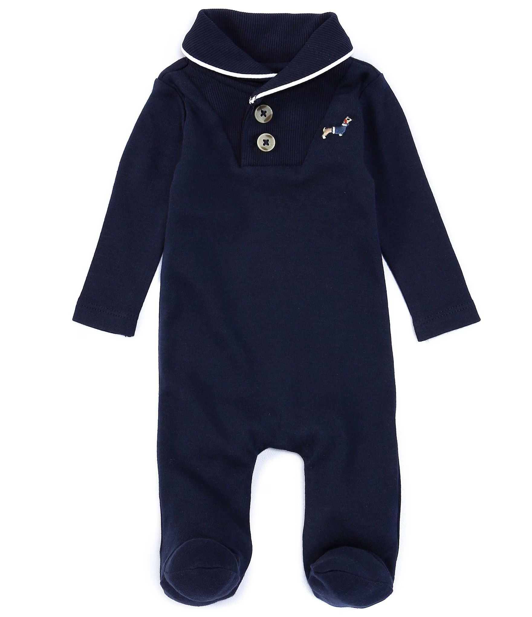 Edgehill Collection Baby Boys Preemie-9 Months Long-Sleeve Dog-Embroidery Footed Coverall | Dilla... | Dillards