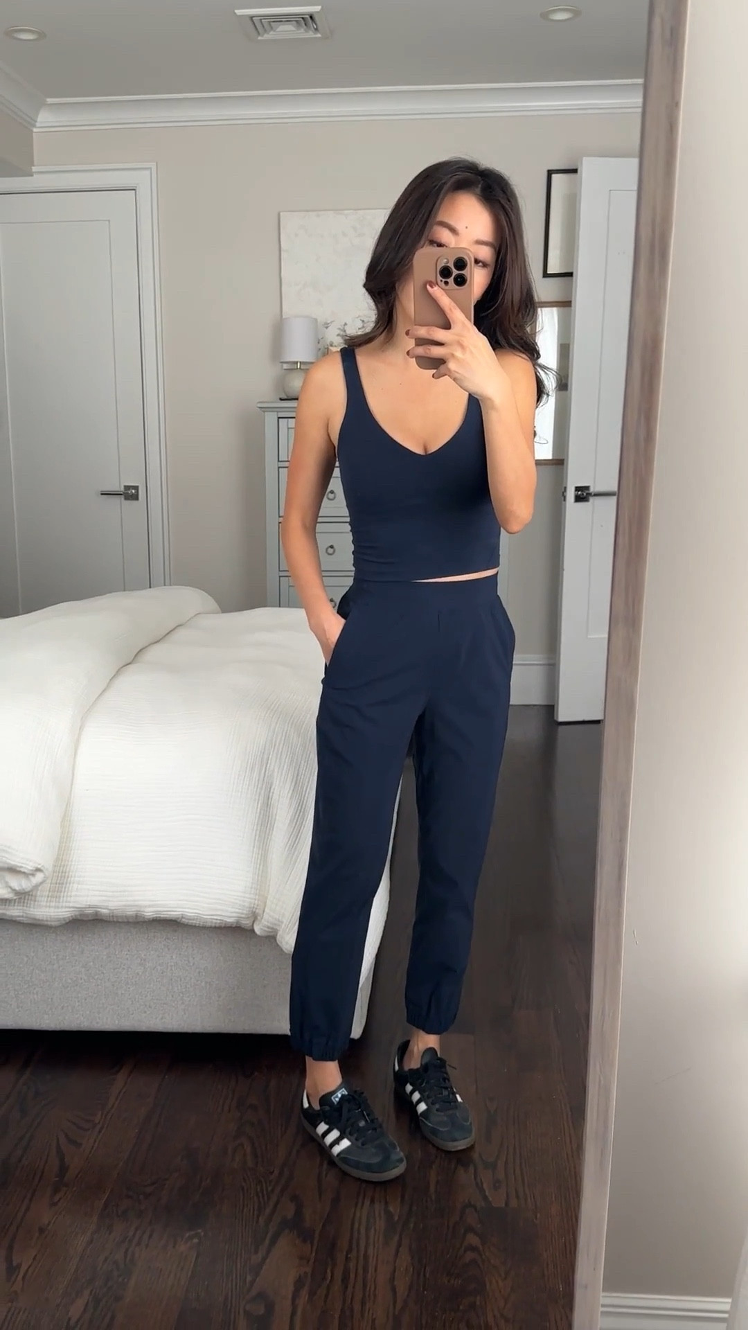 lululemon petite friendly joggers + picks. FYI I’m usually an xxs /00 in other brands, and take 2 in lululemon 

•  23” inseam, 
Adapted State High-Rise Cropped Jogger in true navy size 2. 

Petites can also do the 25” option for full length!

• Align Tank Top light in true navy size 2 . light support for A/B cups 

• Cates T-shirt in bone size 2 love this boxy cut tee for throwing on over workout tanks or sports bra  

• adidas samba sneakers size 5

• xs/s scuba hoodie oversized slouchy fit

Linked a few sale items + pieces under similar that I own and like as well from over the years #LTKFitness 

#LTKPetite #LTKActive