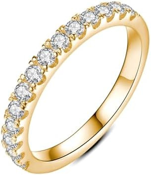 IMOLOVE Moissanite Wedding Band Wedding Rings for Women 925 Sterling Silver Rings with 18K White ... | Amazon (US)