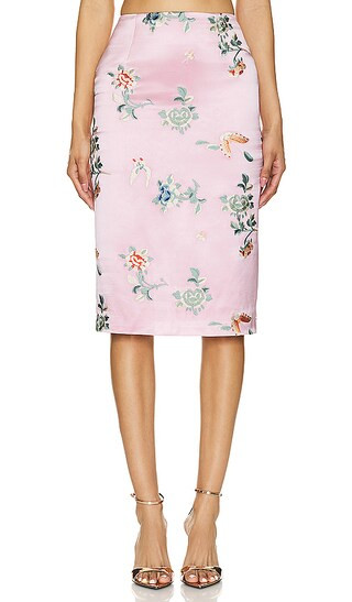 Embroidered Pencil Skirt in Pink | Revolve Clothing (Global)