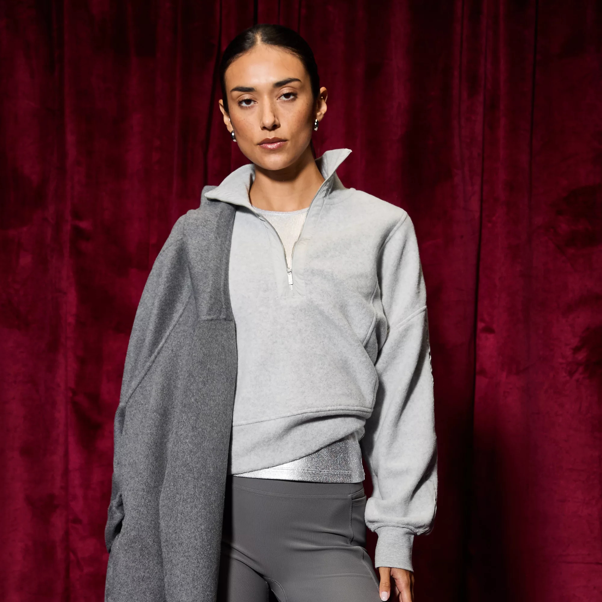 CALIA Women's Elevate Plush 1/4 Zip Pullover, XL, Light Heather Grey | Going Going Gone