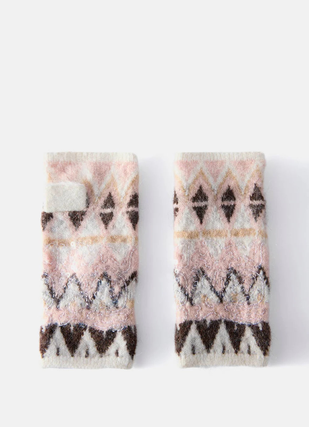 Cream Fair Isle Knit Fingerless Gloves | Mint Velvet