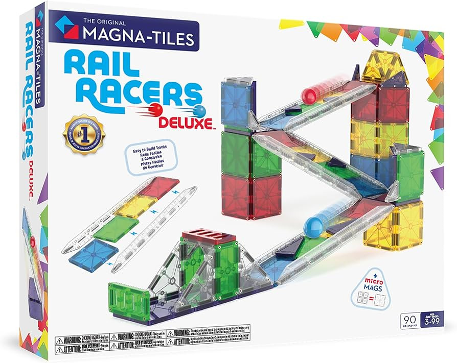 MAGNA-TILES Rail Racers Deluxe 90-Piece Magnetic Construction Set, The Original Magnetic Building... | Amazon (US)