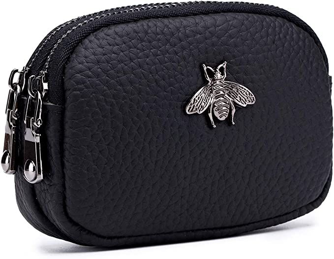 Amazon.com: imeetu Women Leather Coin Purse, Small 2 Zippered Change Pouch Wallet(Black) : Clothi... | Amazon (US)