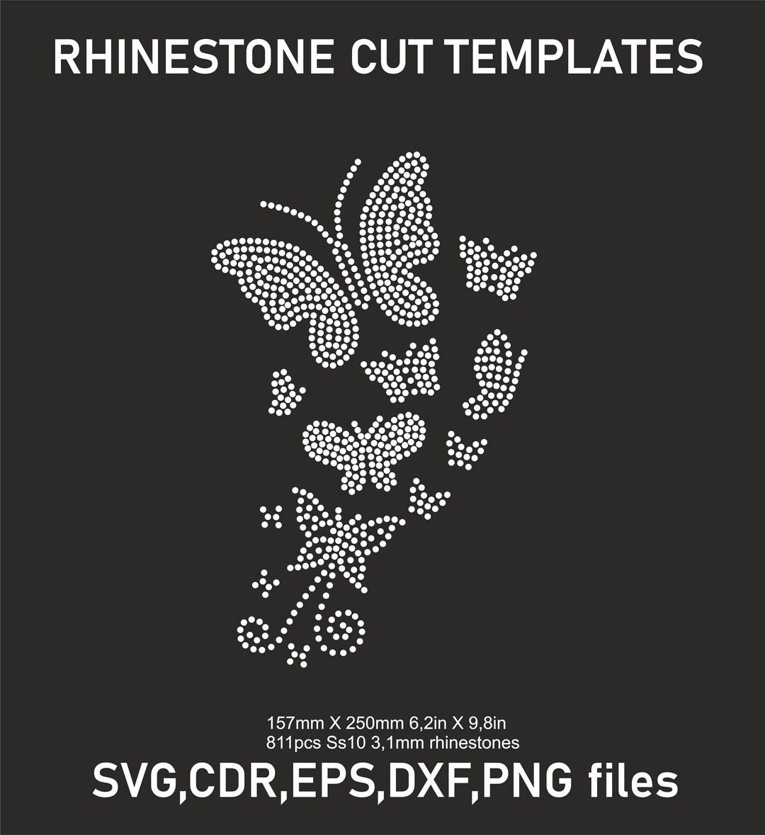Rhinestone Svg Butterflies Ornament Butterfly Design DOWNLOAD Rhinestone CUT TEMPLATE File in Svg... | Etsy (US)