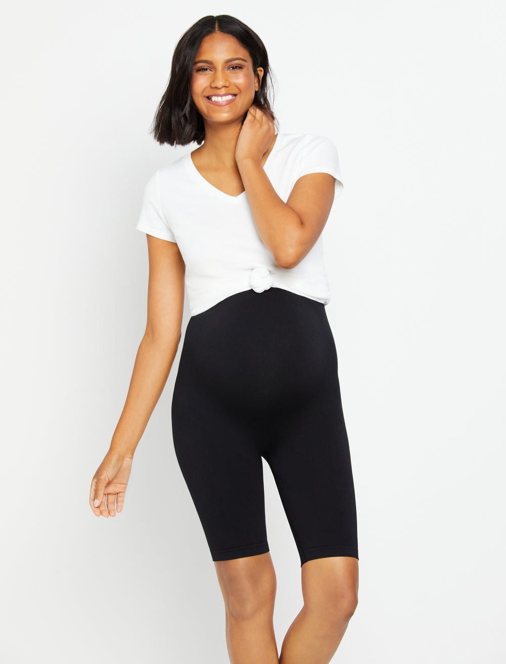 Seamless Over The Belly Maternity Bike Shorts | Motherhood Maternity