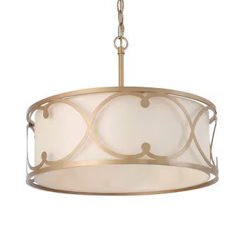 Uolfin 3-Light Matte Gold with Fabric Shape Modern/Contemporary LED Dry rated Chandelier | Lowe's