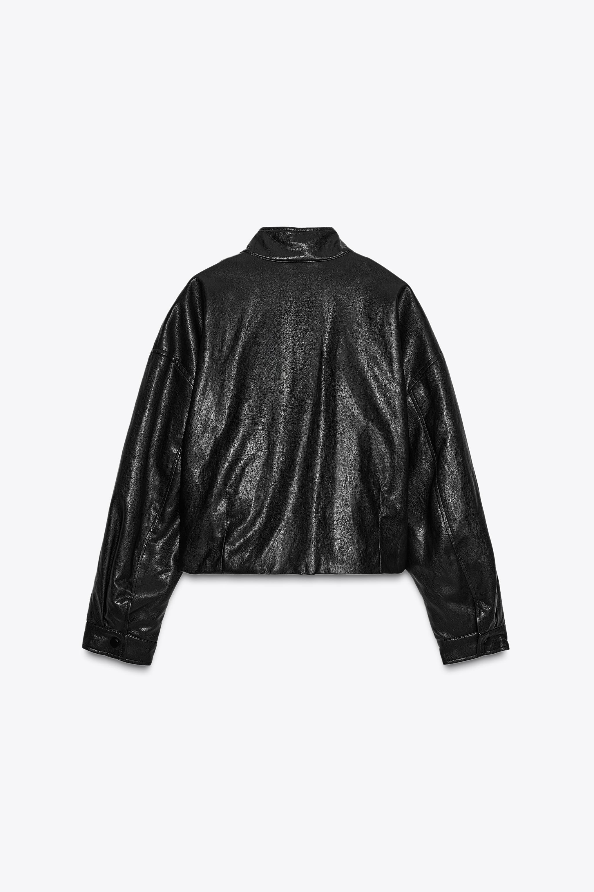 HIGH COLLAR FAUX LEATHER BOMBER JACKET | Zara US