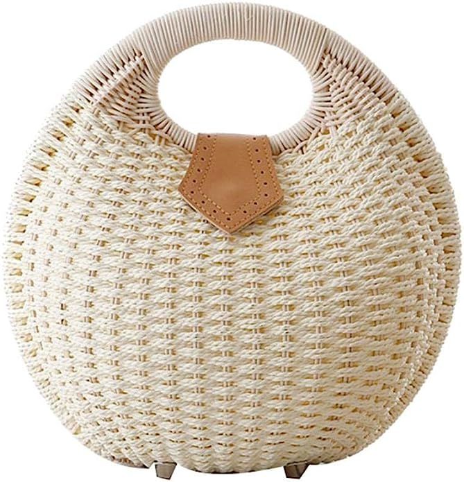 Puedo Women Shell Shape Straw Bag Rattan Woven Beach Handbags Summer Straw Tote Bag | Amazon (US)