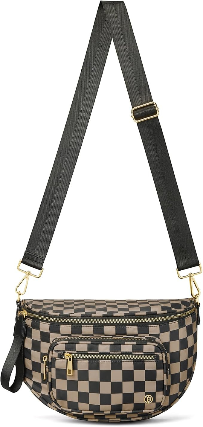 BOSTANTEN Crossbody Bags for Women Cross Body Purse Checkered Bum Bag, Large Diaper Purse for Mom... | Amazon (US)