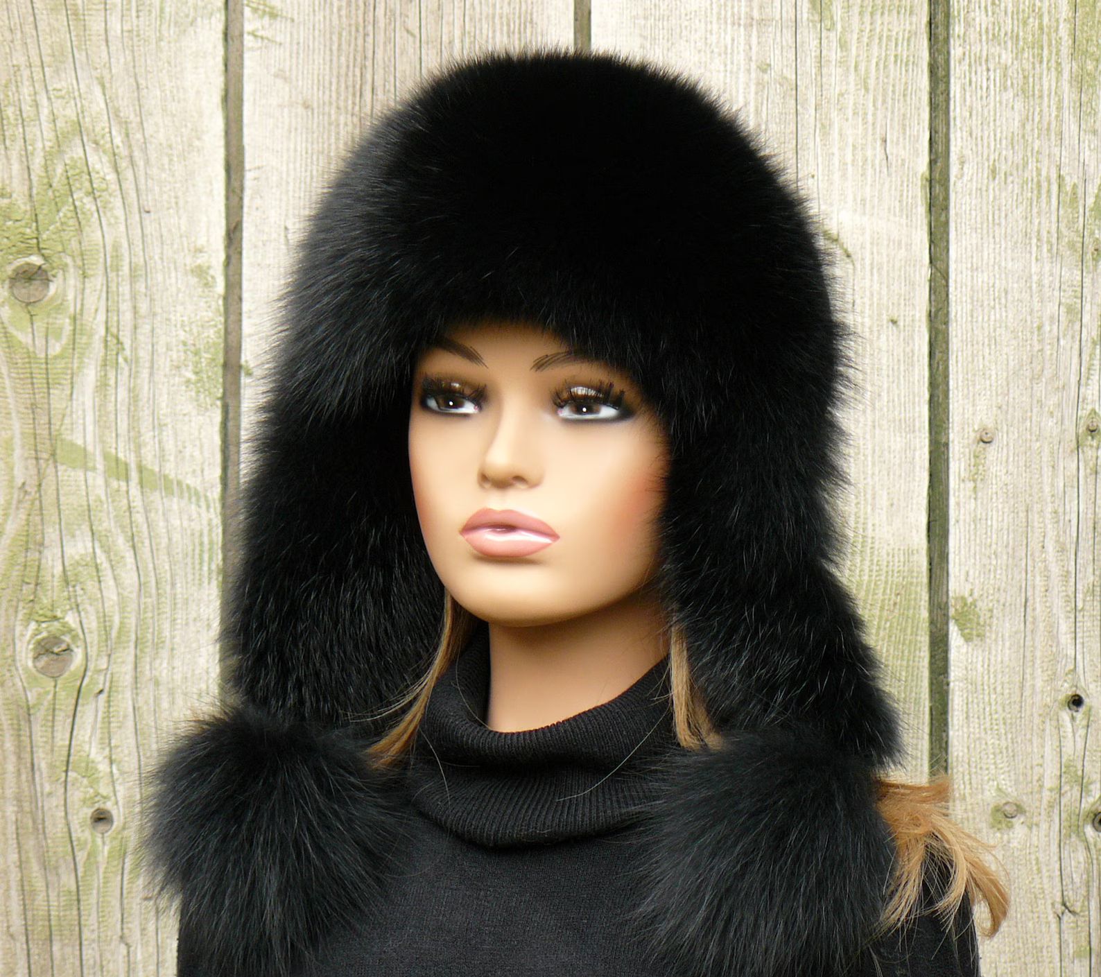 Black Fox Fur Hat, Women's Winter Hats, Head Warmer For Women, Winter Warm Hat, Real Fur Hat, Bla... | Etsy (US)