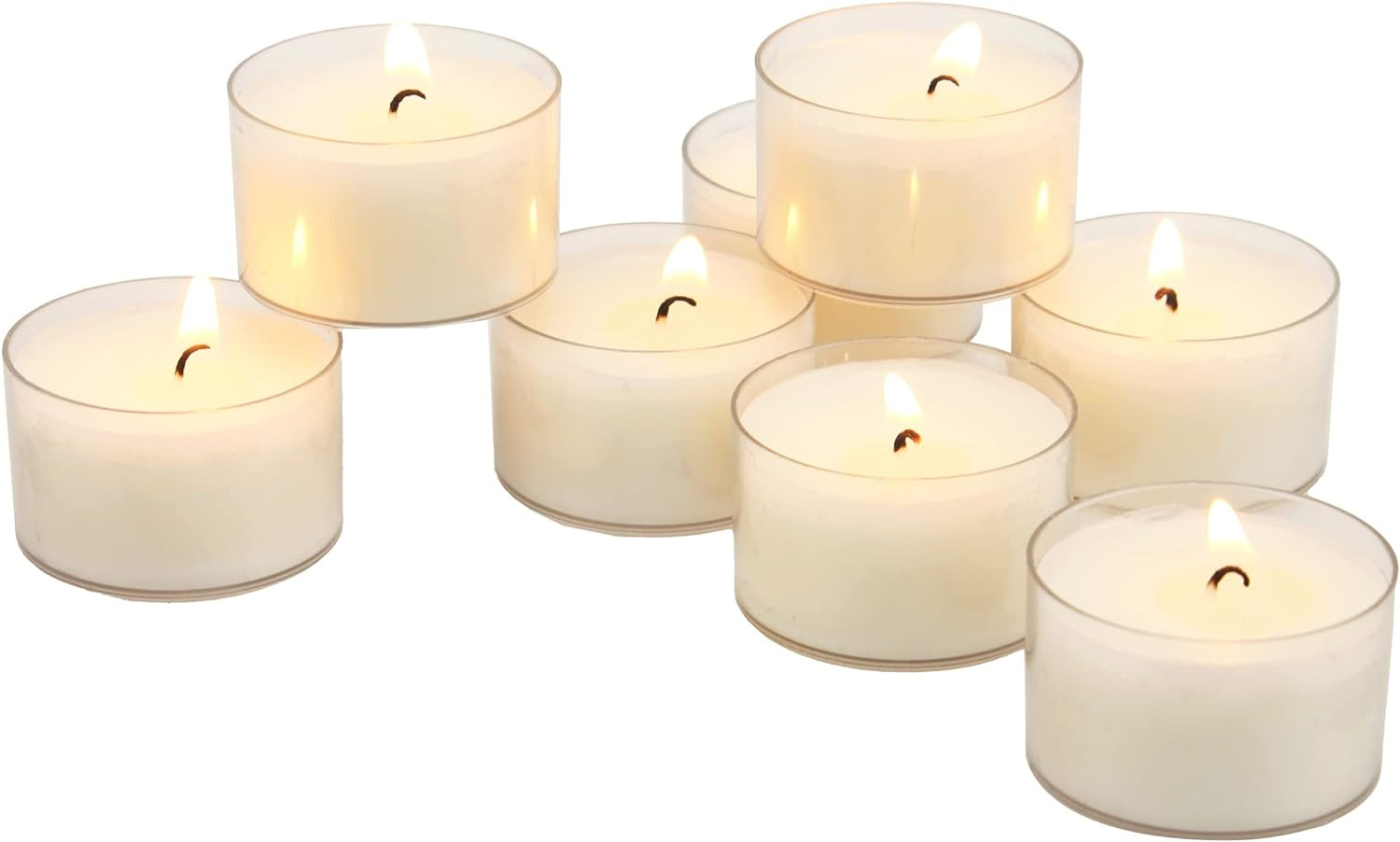 Stonebriar 96 Count White Unscented Smokeless Long Burning Clear Cup Tea Light Candles with 6 to ... | Amazon (US)