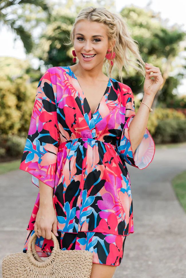 Sea You Soon Multi Color Tropical Mini Dress | Pink Lily