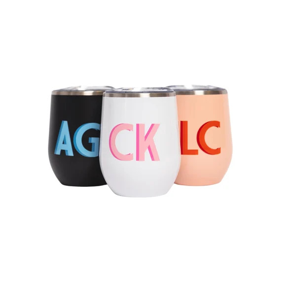 Wine Tumbler - Double Shadow Monogram | Etsy (US)