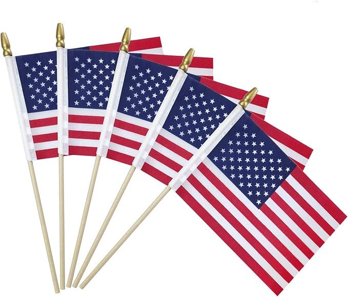 YADOO 50 Packs of Small American Flags on Stick 4x6 Inch/Mini American Flags Stick/Small US Flag/... | Amazon (US)