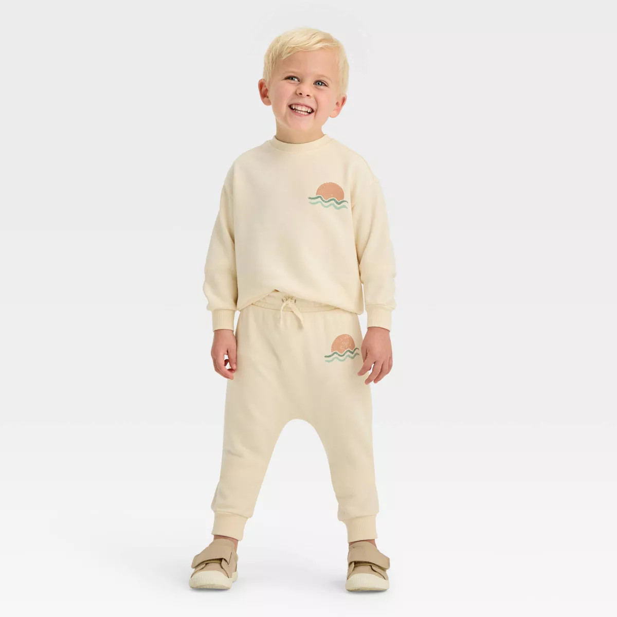 Grayson Mini Toddler Boys' French Terry Jogger Pants - Off-White | Target