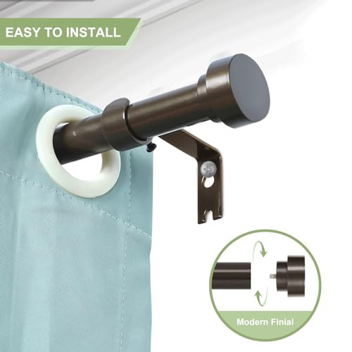 Bronze Curtain Rods for Windows 48 to 84 Inch(4-7ft),1 Inch Diameter Heavy Duty Curtain Rods,Adju... | Amazon (US)