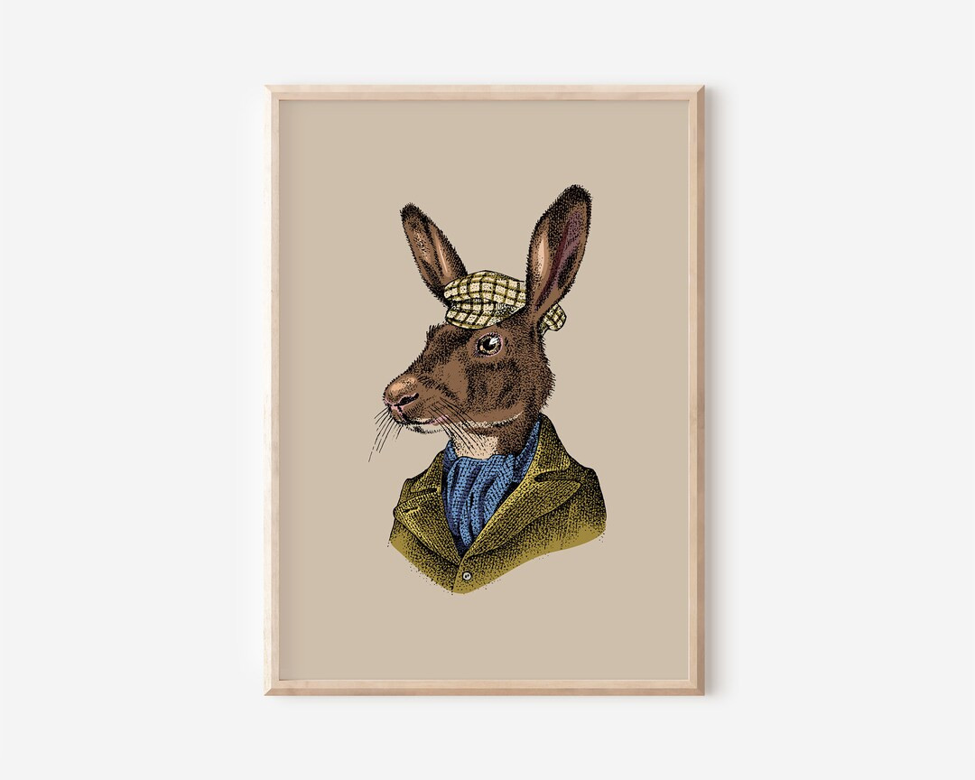 Vintage Rabbit Painting Printable Wall Decor Easter Pintables Vintage Wall Art Downloadable Art B... | Etsy (US)