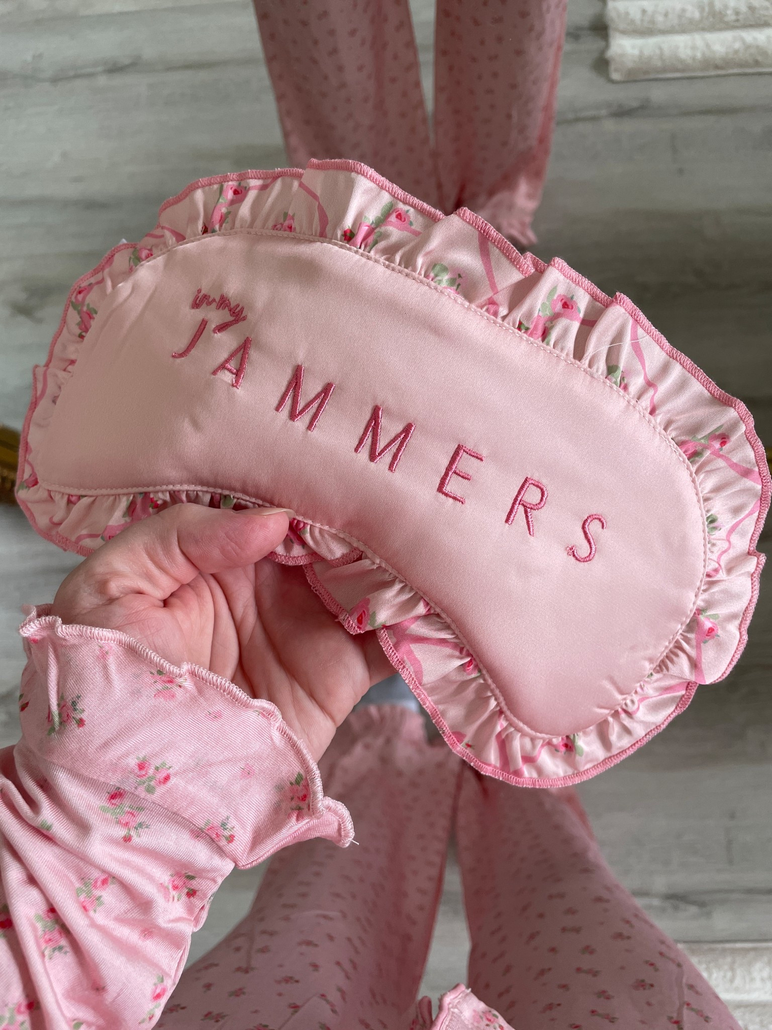 Pjs + sleep mask @ in my jammers 
Ruffle bamboo pjs 

#LTKMothersDay
