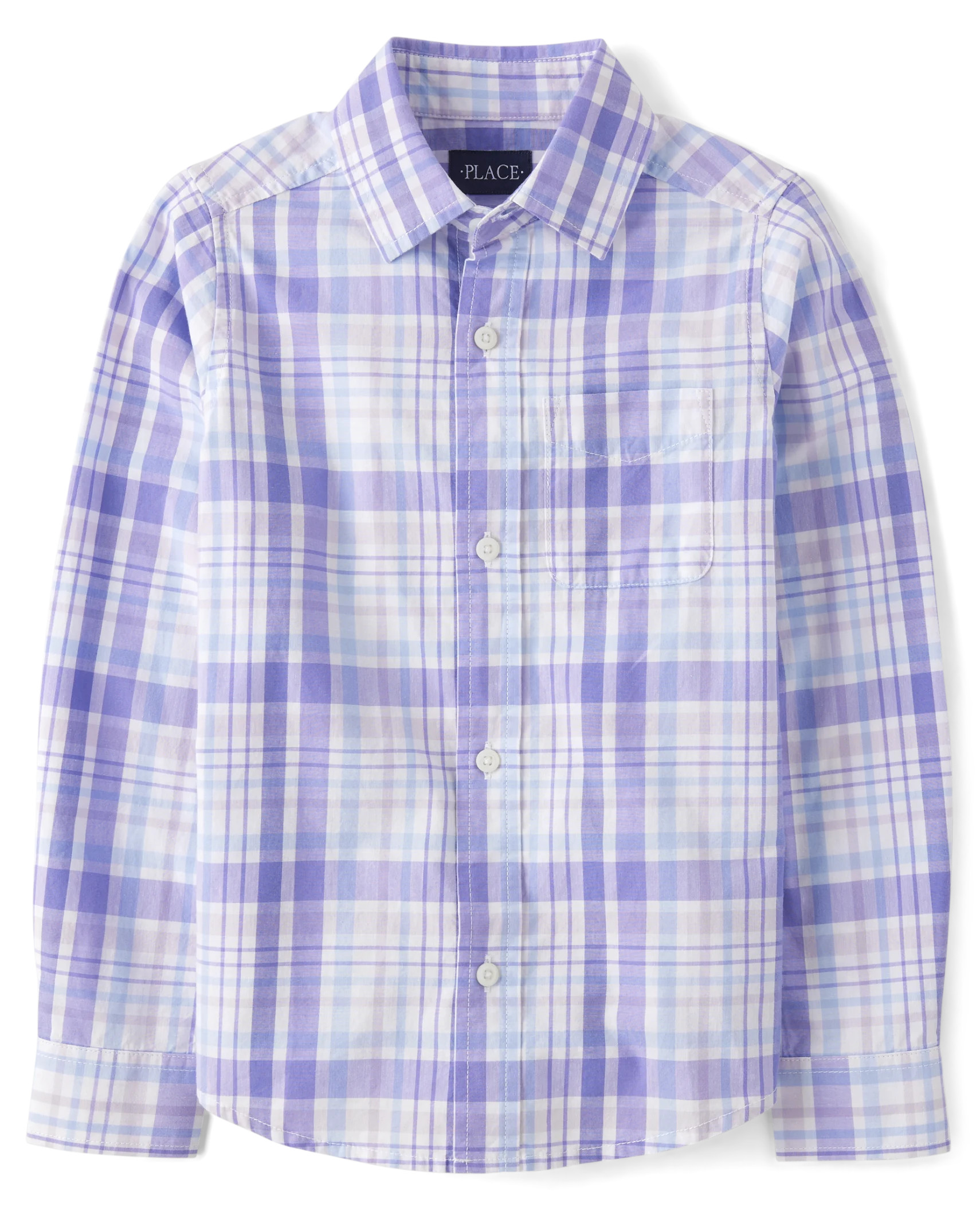 Boys Dad And Me Long Sleeve Plaid Poplin Button Up Shirt | The Children's Place  - GEM PURPLE | The Children's Place