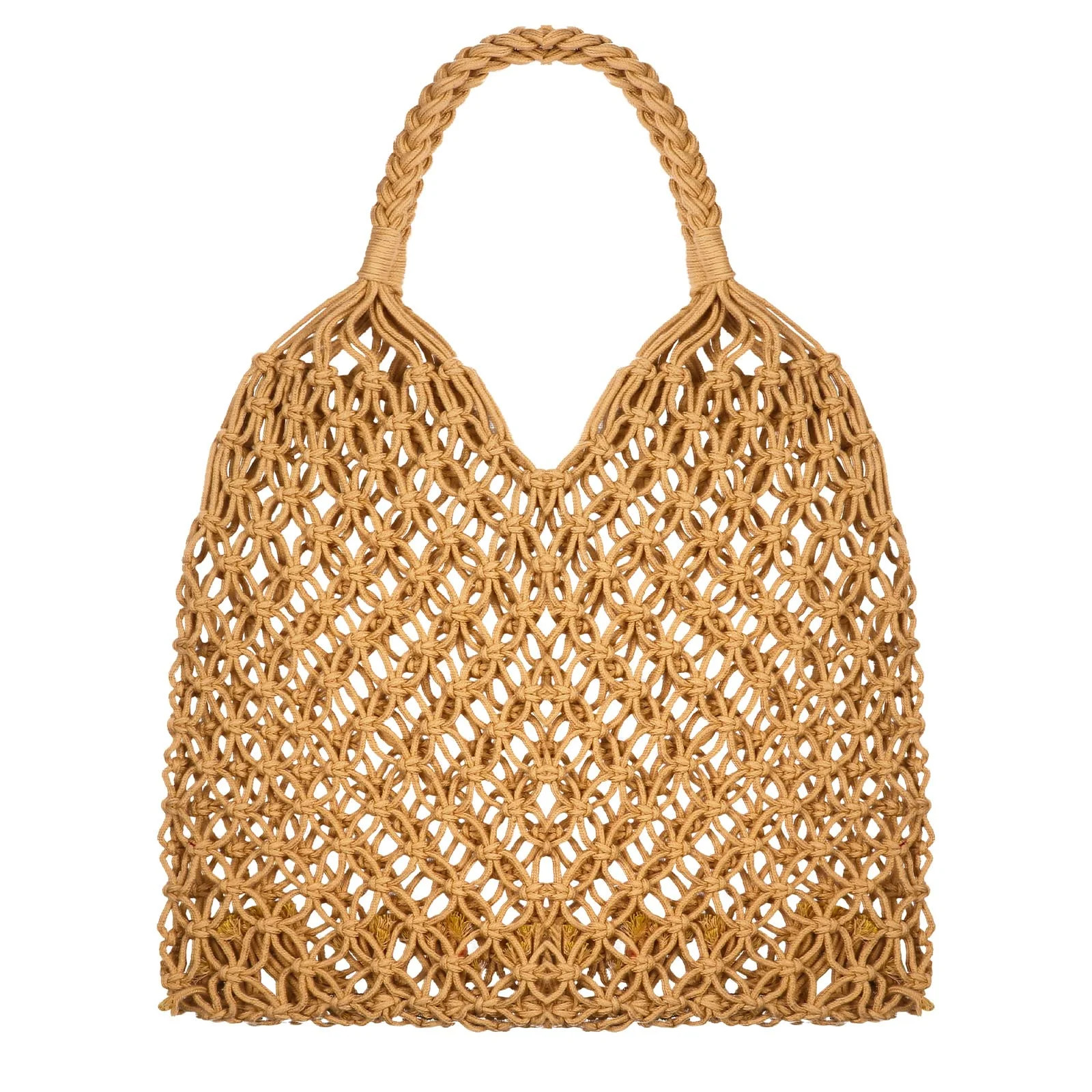 Chak’s Choice Women's Woven Cotton Rope Beach Bag, Brown | Walmart (US)