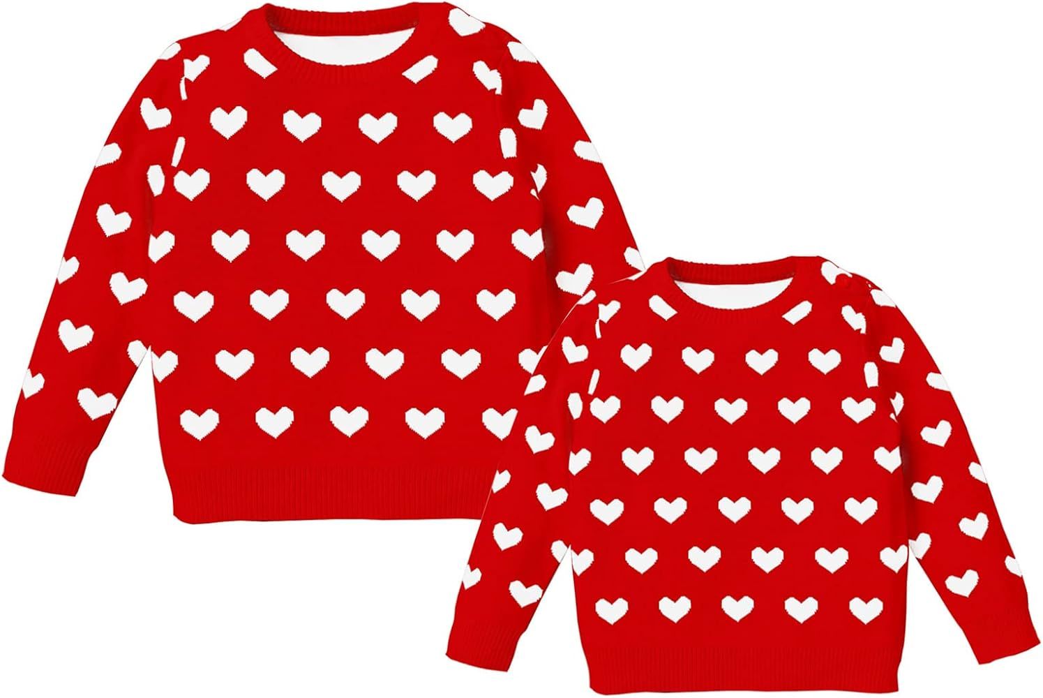 AWIBMK Mommy and me Valentines Heart Print Sweater Pullover Knit Tops for Mother and Daughter Fal... | Amazon (US)
