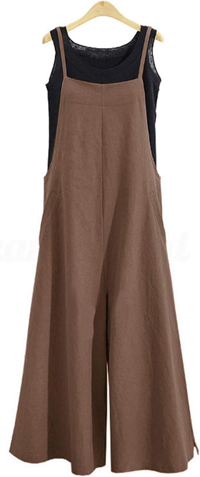 YESNO Women Casual Loose Long Bib Pants Wide Leg Jumpsuits Baggy Cotton Rompers Overalls with Poc... | Amazon (US)
