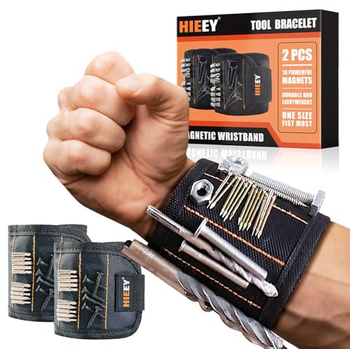 HIEEY 2 Pieces Magnetic Wristband for Holding Screws, Gifts for Men, Tool Belt Magnetic Wristband for Holding Screws, Cool Gadgets Christmas Gifts for Him Men Women Husband (Gift Box) | Amazon (US)
