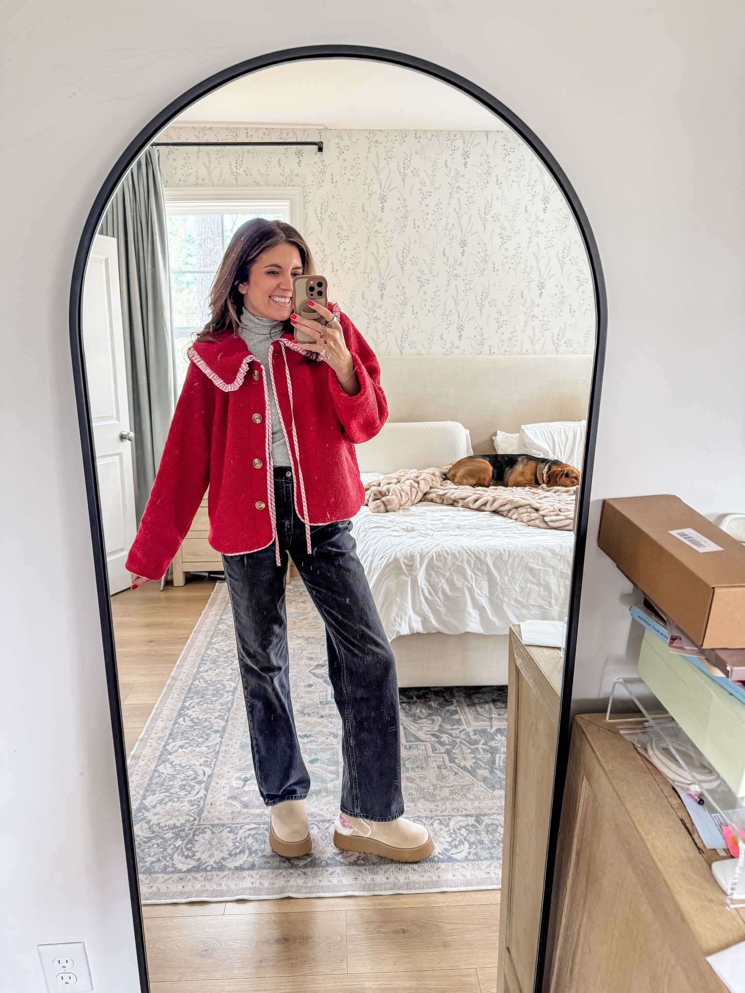 Mom outfit of the day! Cozy fleece jacket, turtleneck and high rise straight leg jeans from Abercrombie (40% off!) 

#LTKOver40 #LTKootd #LTKSaleAlert