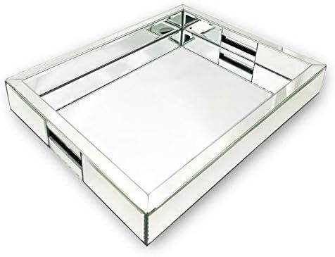 Rectangle Silver Mirror Decorative Tray Size 11” Length x 14” Width x 2” Height, Mirrored V... | Amazon (US)