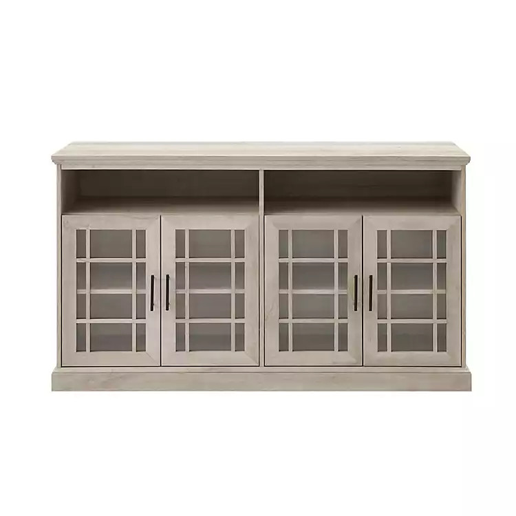 White Oak Glass Door TV Stand, 58 in. | Kirkland's Home