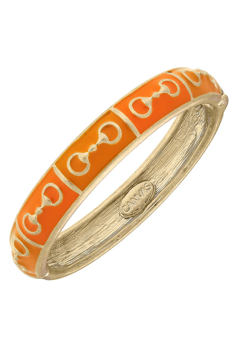 Quincy Horsebit Sculpted Enamel Hinge Bangle | CANVAS