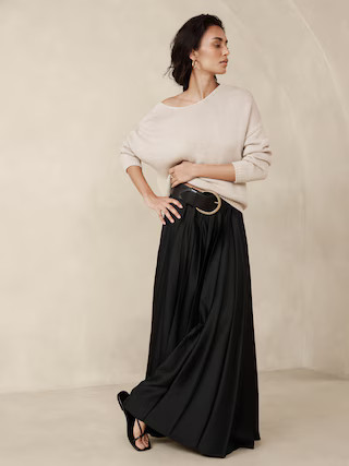 Ness Pleated Satin Maxi Skirt | Banana Republic (US)