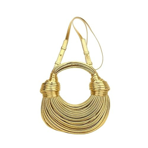 New Noodles Shaped Designer Women Lady Luxury Crossbody Shoulder Underarm Bag Woman Handbag Tote Purse Satchel Dinner Bag (Gold) | Amazon (US)