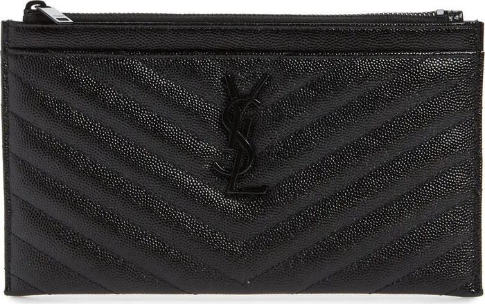 Saint Laurent Monogramme Quilted Calfskin Zip Pouch | Nordstrom | Nordstrom