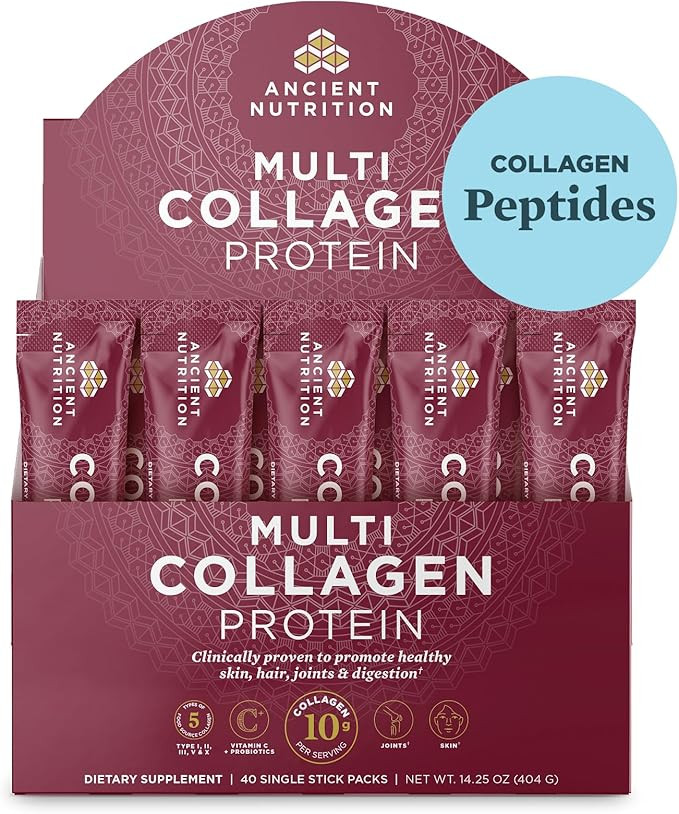 Ancient Nutrition Collagen Peptides Powder, Multi Collagen Protein, Women & Men, Vitamin C, Probi... | Amazon (US)