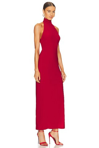 Halter Turtleneck Side Slit Gown in Red | Revolve Clothing (Global)