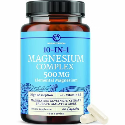 High Absorption 10 in 1 Magnesium Complex Supplement 500MG, Mag Complex with Vitamin B6 for Bone, Muscle & Heart Health Support, Nobi Nutrition, 60ct | Target