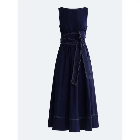 Free Assembly Women's Sleeveless Cotton Boatneck Maxi Dress, Sizes XS-XXL | Walmart (US)