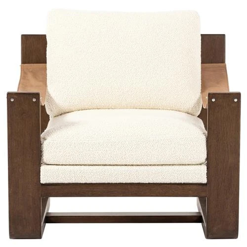 Myrtle Rustic Lodge Modern Cream Upholstered Sling Occasional Arm Chair | Kathy Kuo Home