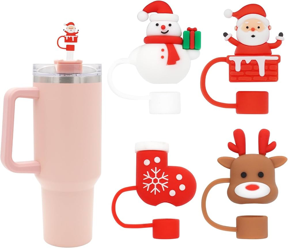 Straw Cover for Stanley Cup, 4Pcs Silicone Straw Topper Compatible with Stanley 40 Oz Tumbler, Re... | Amazon (US)