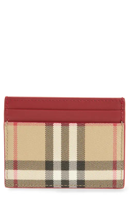 burberry Sandon Check Card Case in Vintage Check/Ruby at Nordstrom | Nordstrom
