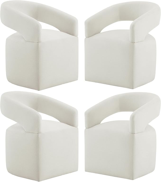 KISLOT Upholstered Dining Chairs Set of 4, Modern Rolling Dining Chairs with Hidden Casters, Arm ... | Amazon (US)