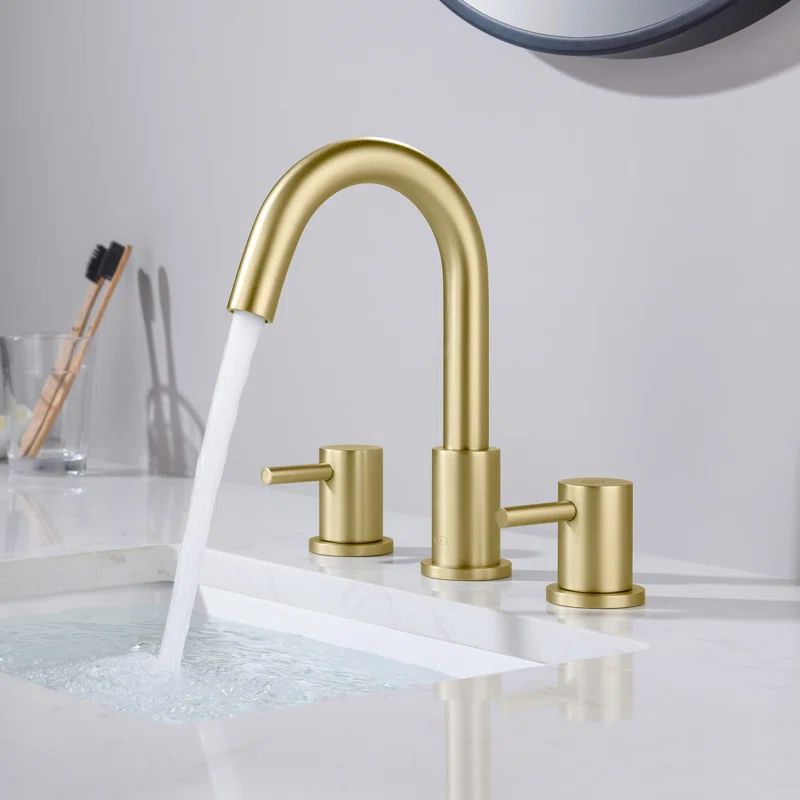 KBF1016BG Circular Widespread Faucet 2-handle Bathroom Faucet with Drain Assembly | Wayfair North America