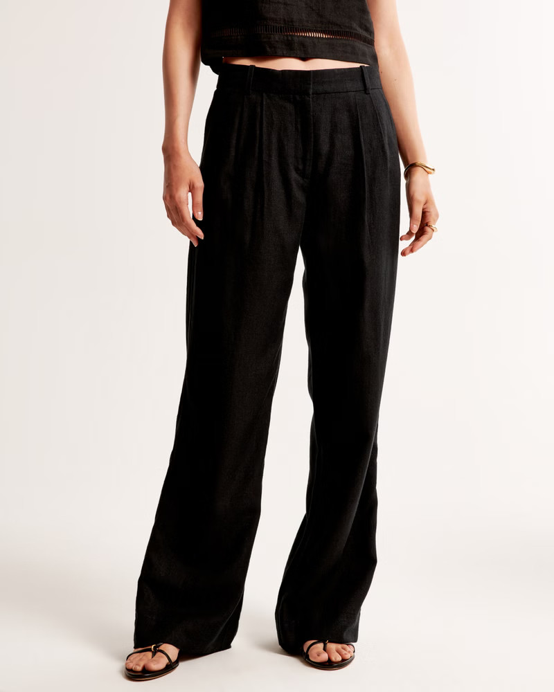 A&F Sloane Low Rise Tailored Linen-Blend Pant | Abercrombie & Fitch (US)