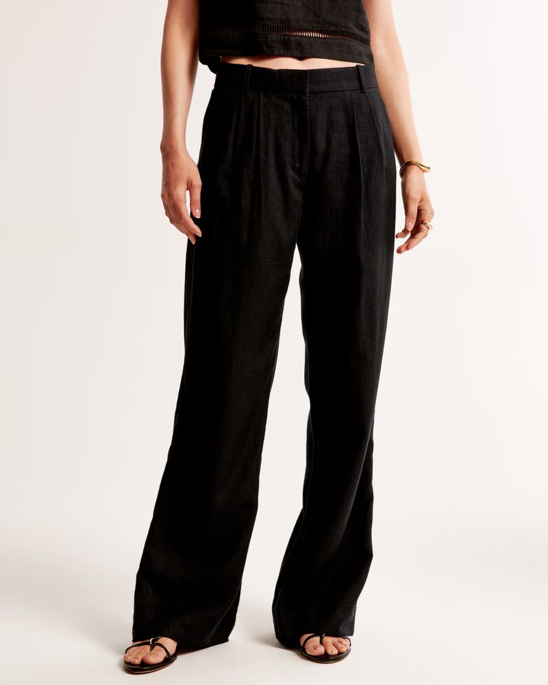 Women's A&F Sloane Low Rise Tailored Linen-Blend Pant | Women's Fall Preview | Abercrombie.com | Abercrombie & Fitch (US)