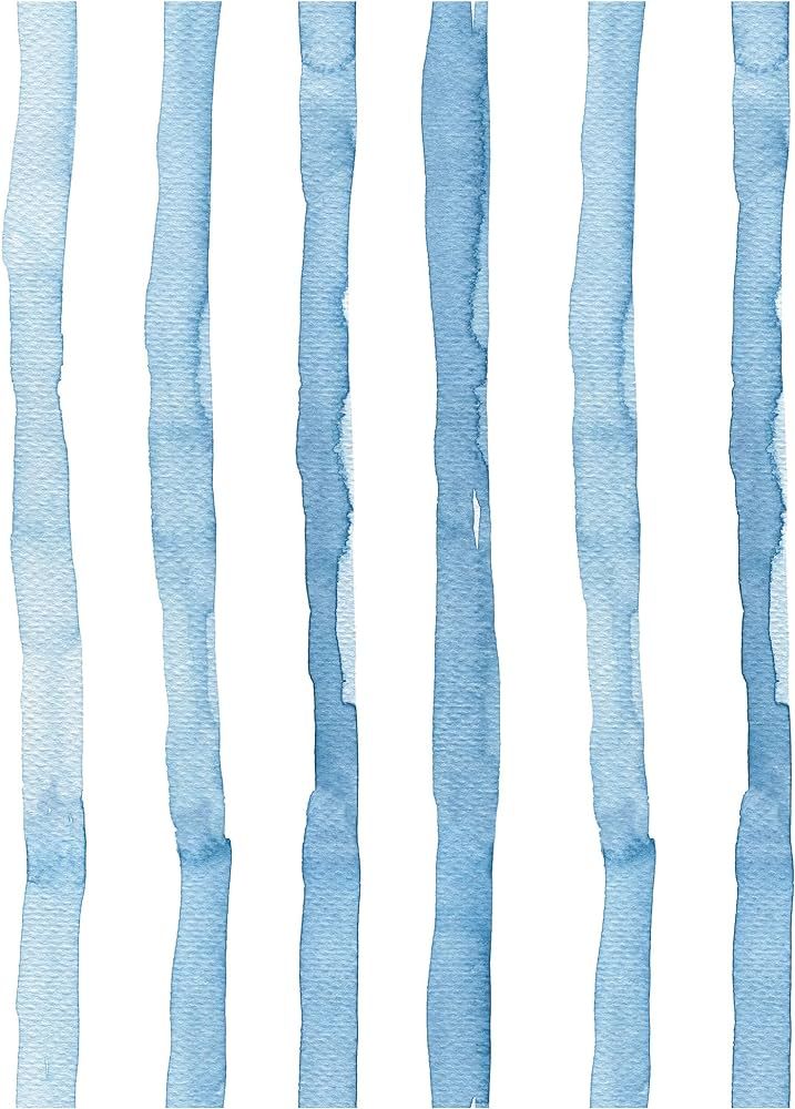 HAOKHOME 96100-1 Stripes Peel and Stick Wallpaper Boho Watercolor Removable Indigo Blue/White Vin... | Amazon (US)