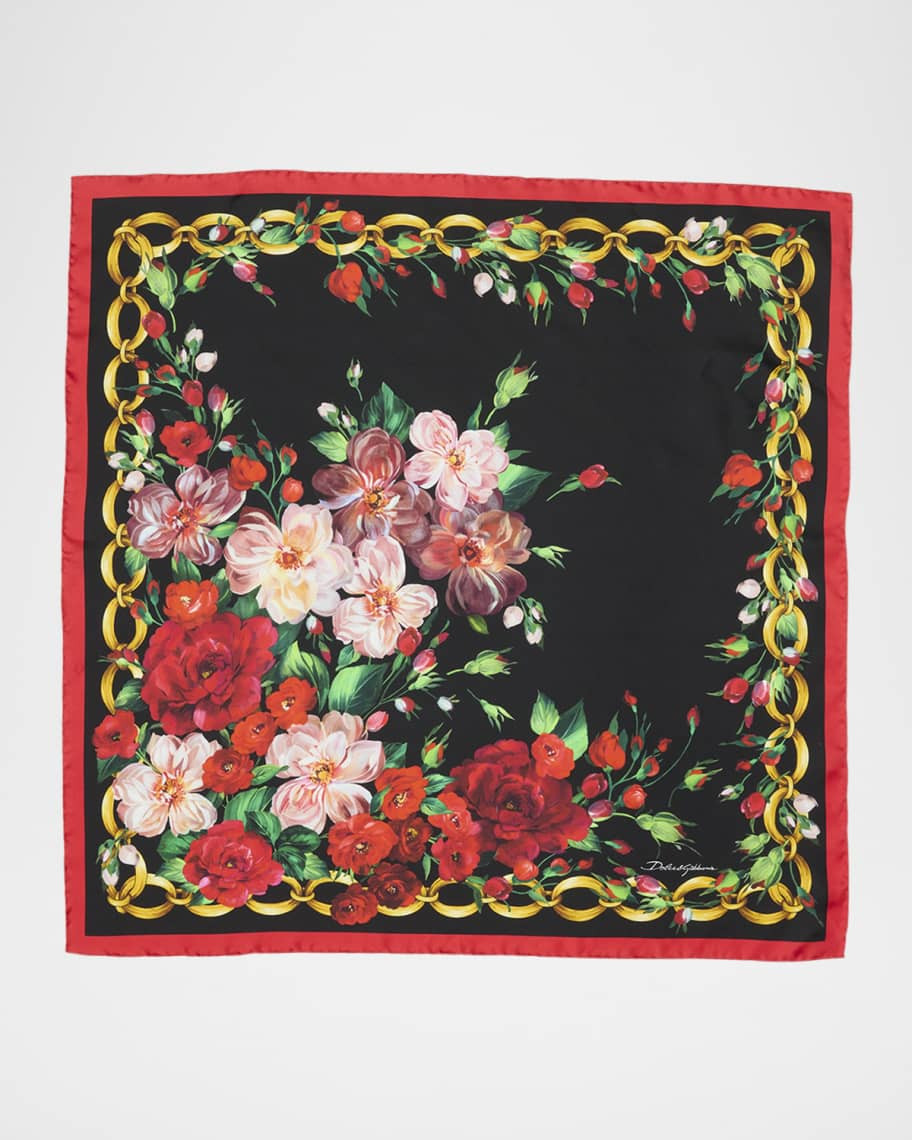 Dolce&Gabbana Floral Chain Foulard Silk Scarf | Neiman Marcus